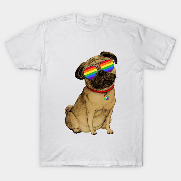 Pug Dog gay lesbian pride LGBT bisexual rainbow flag lgbtq T-Shirt by CreativeShirt